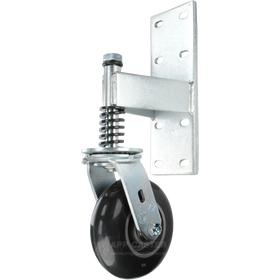 Heavy Duty Spring Loaded Gate Caster Bracket with Balloon Cushion Rubber Wheel - 500 lbs. Capcity