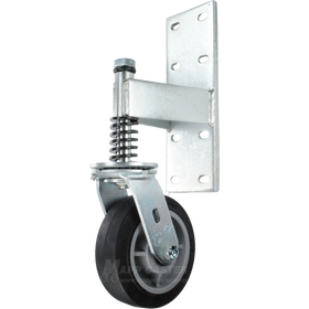 Heavy Duty Spring Loaded Gate Caster Bracket with Thermplastic Rubber Wheel - 500 lbs. Capcity
