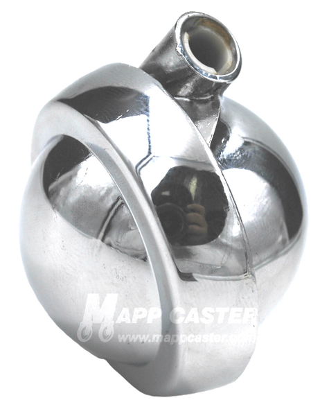 2" Carpet Wheel Metal Ball Caster with Bright Chrome Finish - Select Mounting Stem (Made in USA)