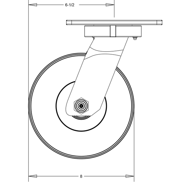 8" x 3" Ductile Steel Wheel P71 Swivel Caster - 5,400 Lbs Capacity