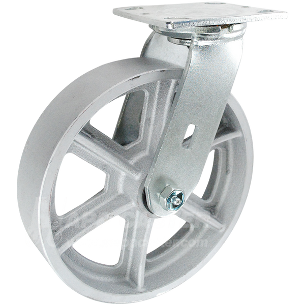 146CIRB820S 8" x 2" Cast Iron Wheel Swivel Caster - 1,250 Lbs Capacity