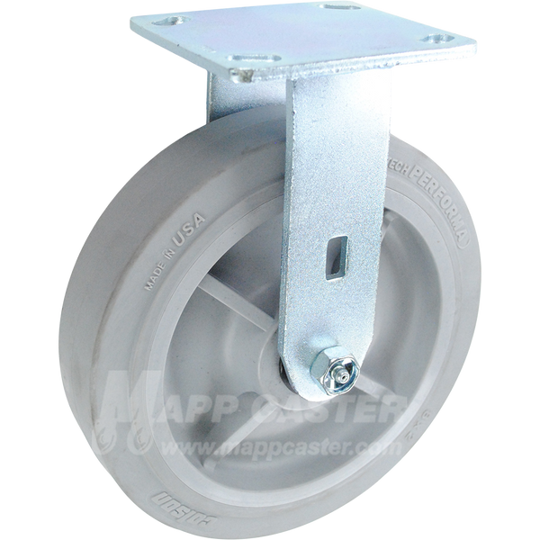 8" x 2" Grey Thermoplastic Rubber Wheel Rigid Caster - Part # 146PERG820R