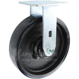 8" x 2" Polyurethane on Iron Wheel Kingpinless Rigid Caster - 1,500 Lbs Capacity Heavy Duty