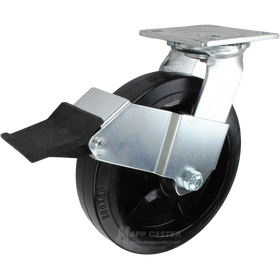8" x 2" Rubber on Nylon Wheel Swivel Caster with Face Contact Brake - 600 Lbs Capacity Part # 146RNB820SFCB