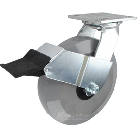 8" x 2" Solid Polyurethane Elastomer Wheel Swivel Caster with Face Contact Brake - 1,250 Lbs Capacity Part # 146HUBB820SFCB