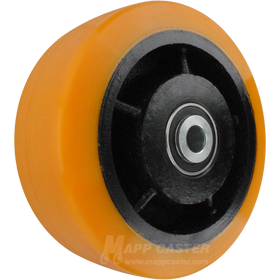 8" x 3" Orange Titan Poly on Iron Wheel w/ Ball Bearings - 5,500 Lbs Capacity Part # LPX80LO5P