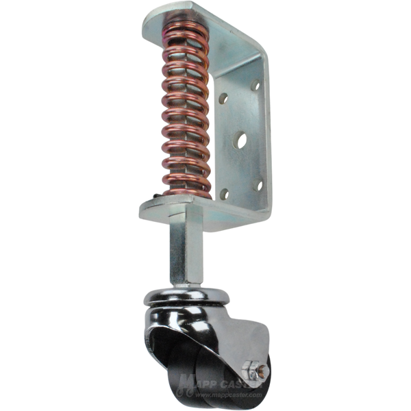 All USA MADE Spring Loaded Gate Caster Bracket with 2 Dual Elastomer Wheel - Part # 5882-432LXAE