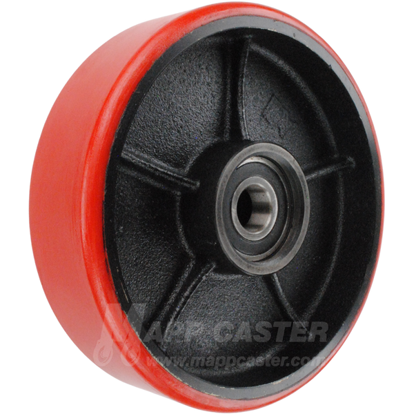 7" x 2" Heavy Duty Polyurethane on Steel Pallet Jack Steering Wheel