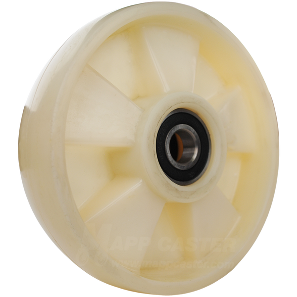 7" x 2" white nylon steer wheel for pallet jack