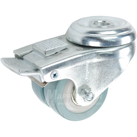 2" Dual Wheel Polyurethane Wheel Hollow Kingpin Swivel Brake Caster - 175 Lbs Capacity