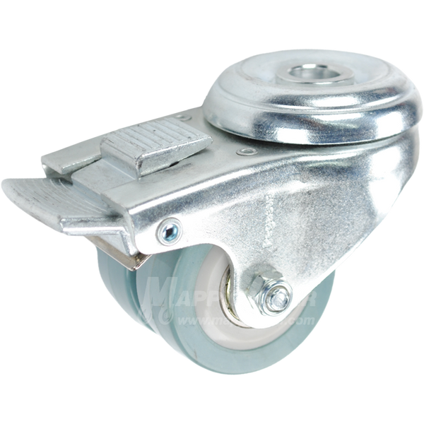 2" Dual Wheel Polyurethane Wheel Hollow Kingpin Swivel Brake Caster - 175 Lbs Capacity