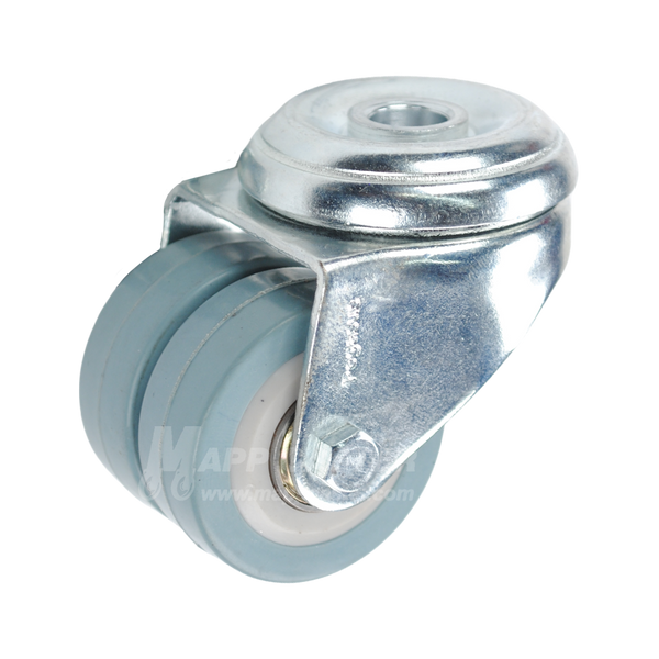 2" Dual Wheel Polyurethane Wheel Hollow Kingpin Caster - 175 Lbs Capacity