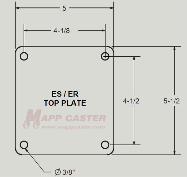 5" x 2" Phenolic Wheel Swivel Brake Caster with 5" x 5-1/2" Top Plate - 1,000 Lbs Capacity