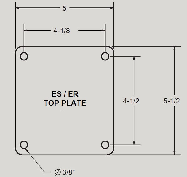 5" x 2" Solid Polyurethane Wheel Rigid Brake Caster with 5" x 5-1/2" Top Plate - 800 Lbs Capacity