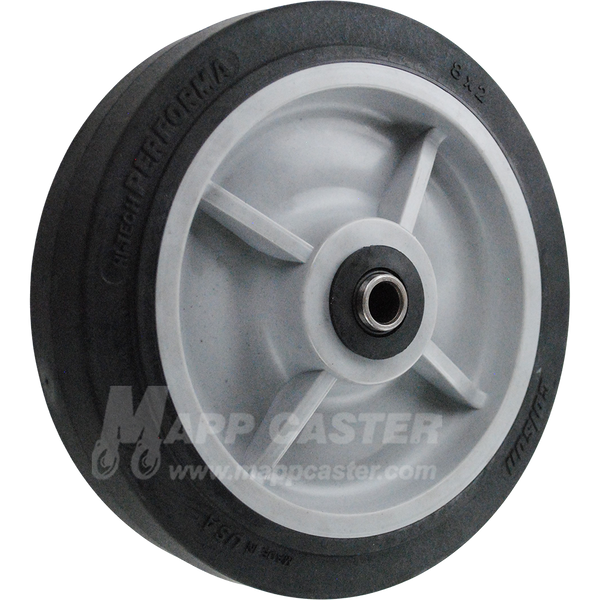 8" x 2" Black Thermoplastic Rubber (TPR) Wheel - 675 Lbs Capacity