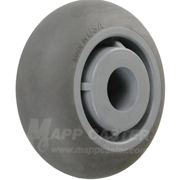 5" x 2" Grey Crowned Thermoplastic Rubber (TPR) Wheel - 500 Lbs Capacity