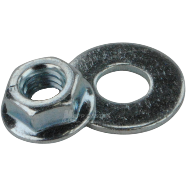 Metal washer and serrated nut that's 5/16"-18 thread