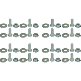 Industrial grade hardware designed to fasten a set of 4 casters