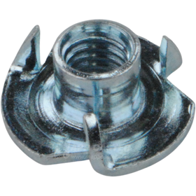 Threaded tee-nut for soft wood, plastic, or particle board