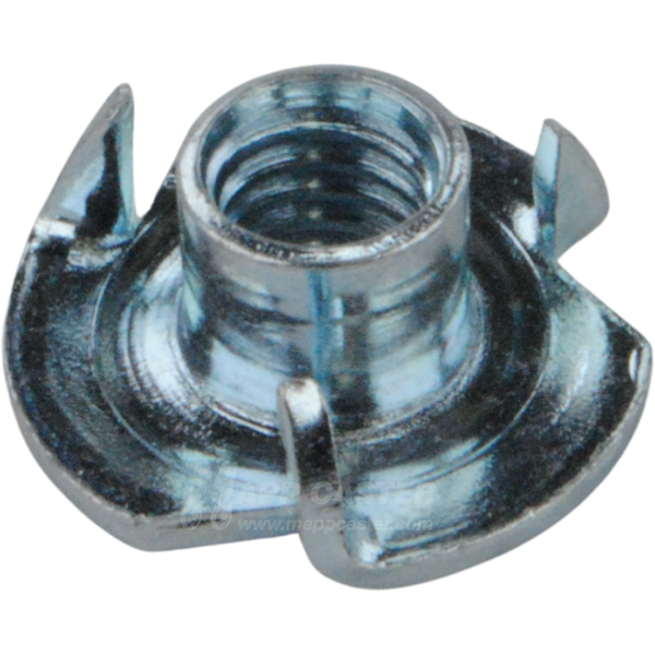 Threaded tee-nut for soft wood, plastic, or particle board
