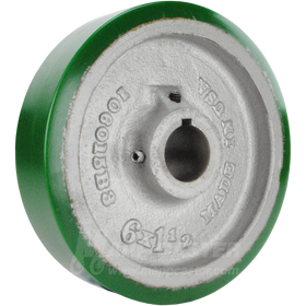 6" x 1-1/2" Green Poly on Iron Keyed Wheel - 700 Lbs Capacity