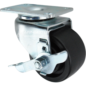 3" x 1-3/4" Polyolefin Wheel Swivel Brake Caster, 2-3/8" x 3-5/8" Top Plate - 500 lbs Capacity (Copy)