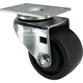 3" x 1-3/4" Polyolefin Wheel Swivel Caster, 2-1/2" x 3-5/8" Top Plate - 500 lbs Capacity
