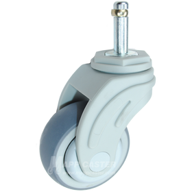 3" x 1-1/4" Grey TPR Wheel with Nylon Body Caster 7/16" x 1-3/8" Grip Ring - 250 Lbs Capacity