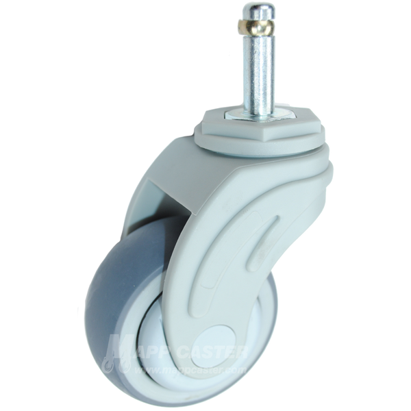 3" x 1-1/4" Grey TPR Wheel with Nylon Body Caster 7/16" x 1-3/8" Grip Ring - 250 Lbs Capacity