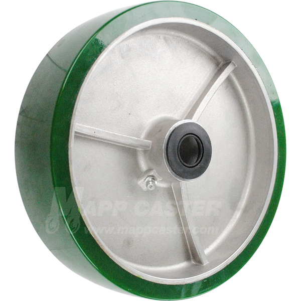 LPA80JN84 8" x 2" Green Polyurethane on Aluminum Core Wheel - 1500 Lbs Capacity