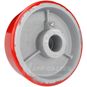 6" x 2" Red Polyurethane on Iron Core Wheel - 1,200 Lbs Capacity