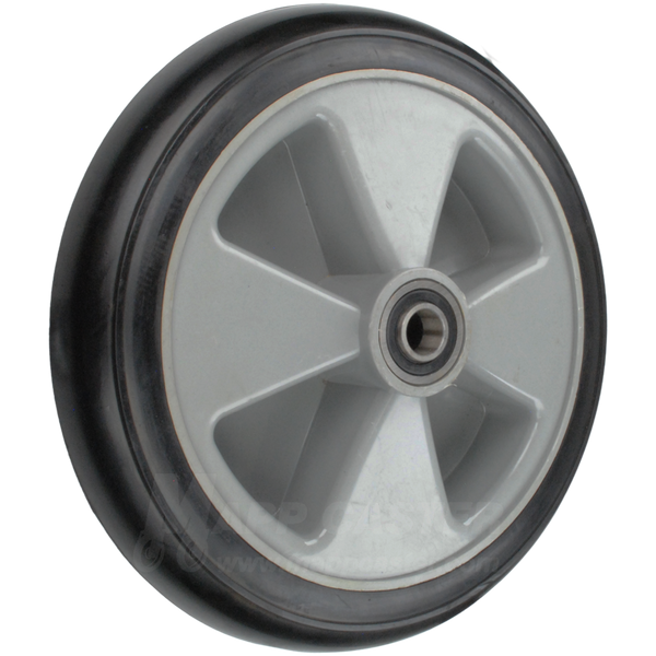 10" x 2" Crowned Rubber Hand Truck Wheel (Black) with 2-1/4" Offset Hub