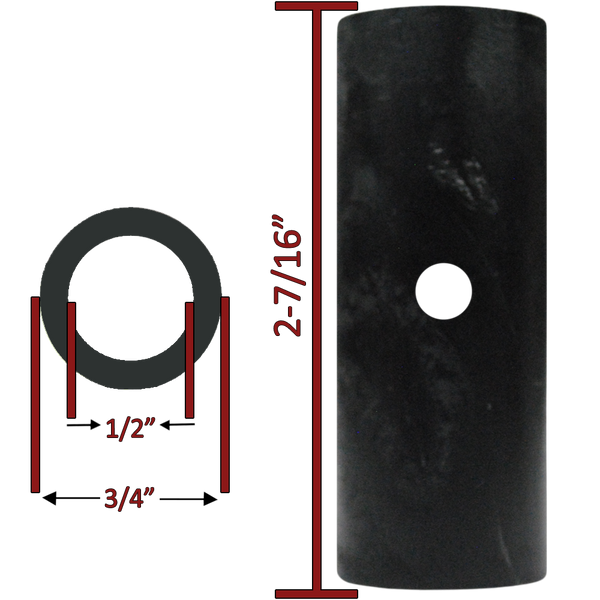 1/2" ID x 3/4 OD" x 2-7/16" Long Delrin Spanner with Crossdrilled Hole