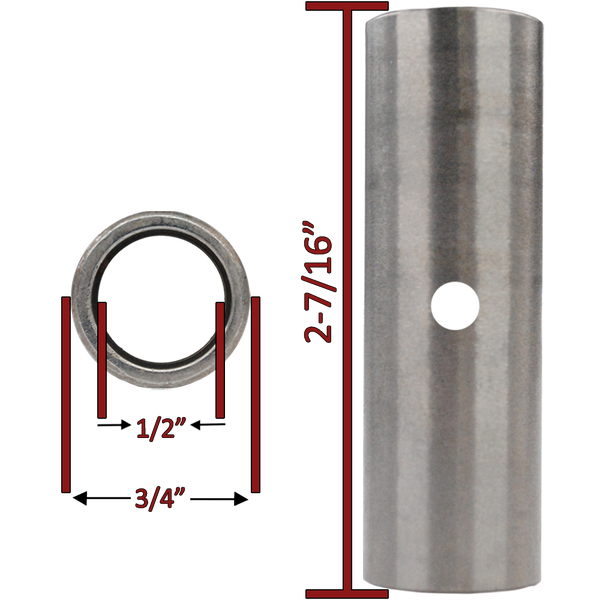 1/2" ID x 3/4" OD x 2-7/16" Long Steel Cross-Drilled Spanner