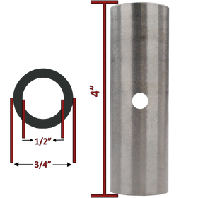 1/2" ID x 3/4" OD x 4" Long Steel Spanner Cross Drilled