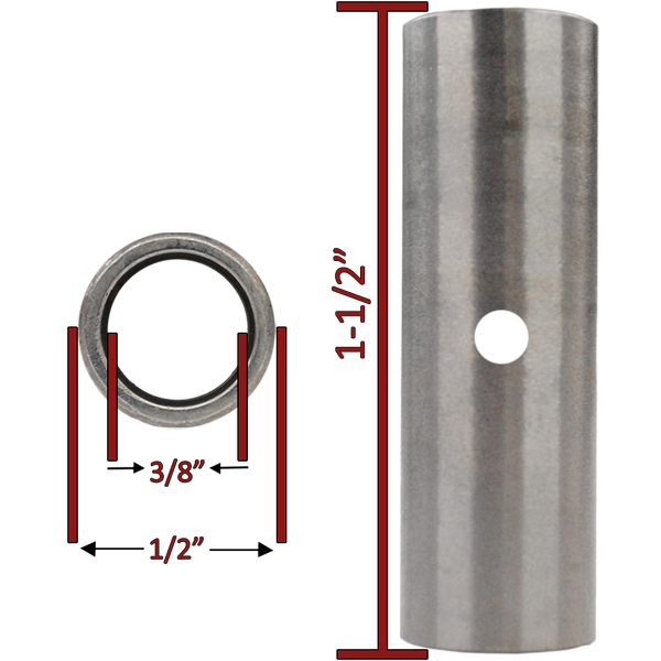 3/8" ID x 1/2" OD x 1-1/2" Long Stainless Steel Spanner Cross Drilled