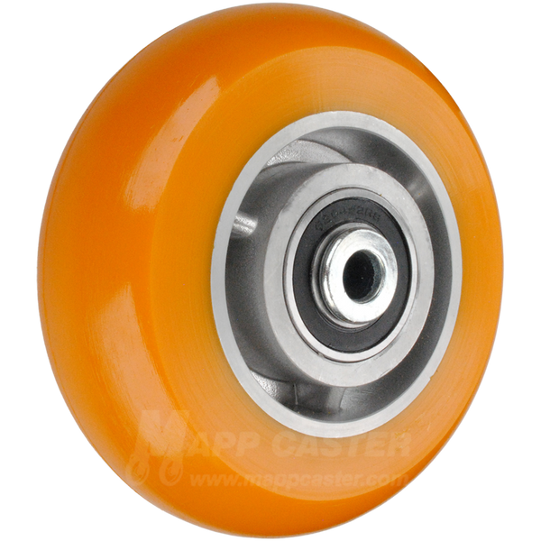 6" x 2" Erognomic Orange Ultraflex Polyurethane Wheel Precision Ball Bearings - 1000 lbs Capacity