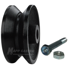 3" x 1-1/4" Interior Barn Door Cast Iron V-Groove Wheel Kit - 350 Lbs Capacity