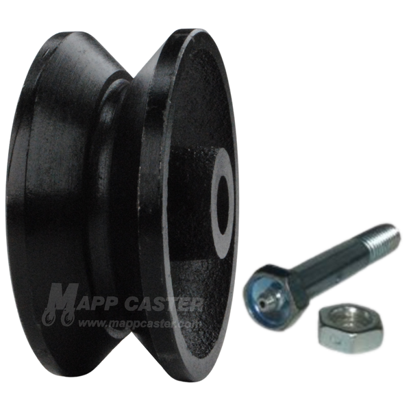 3" x 1-1/4" Interior Barn Door Cast Iron V-Groove Wheel Kit - 350 Lbs Capacity