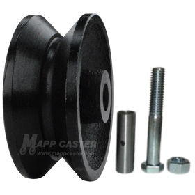 3" x 1-1/4" Interior Barn Door Cast Iron V-Groove Wheel Kit - 350 Lbs Capacity