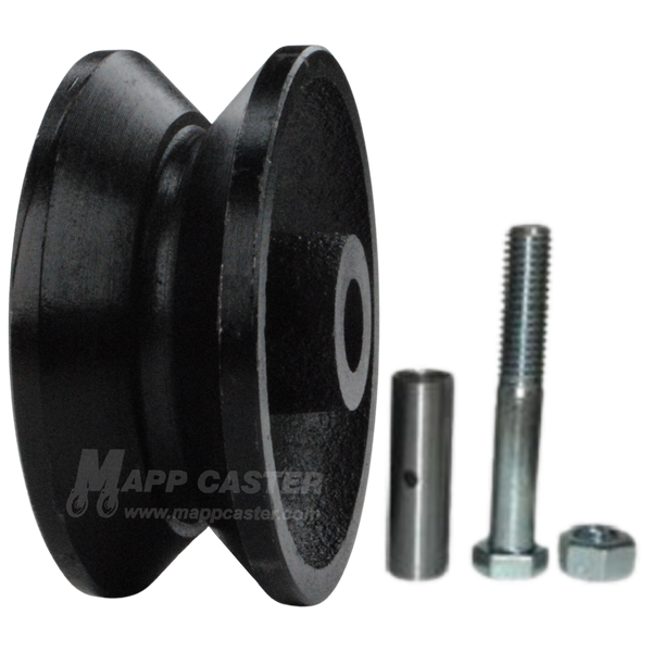 3" x 1-1/4" Interior Barn Door Cast Iron V-Groove Wheel Kit - 350 Lbs Capacity