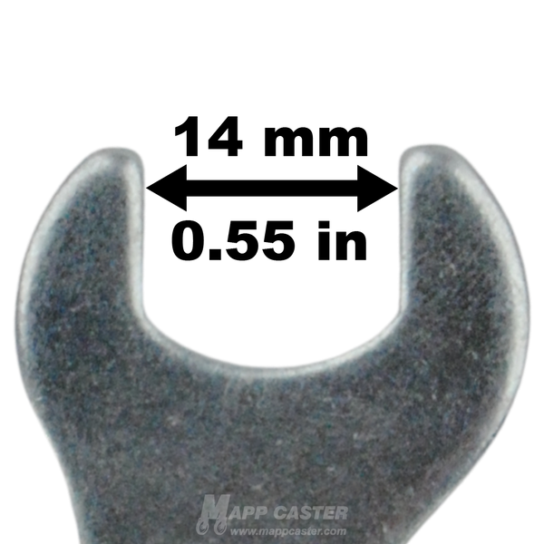 LWRNCHM8 Stem caster wrench jaw width diagram
