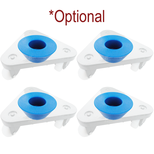 Set of Four USA Made Tri-Wheel Dolly (Round Base) with 2" Polyolefin Wheels - 600 Lbs Capacity (2,400 Lbs together)