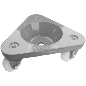 USA Made Tri-Wheel Dolly (Round Base) with 2" Nylon Wheels (Non-marking) - 450 Lbs Capacity