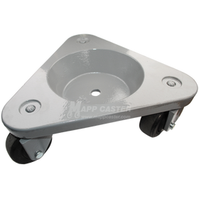 USA Made Large Frame Tri-Wheel Dolly (Round Base) with 3" Hard Rubber Wheels - 630 Lbs Capacity