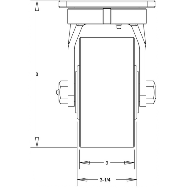 6" x 3" EX Polyurethane on Iron Wheel P71 Swivel Caster - 3,000 Lbs Capacity