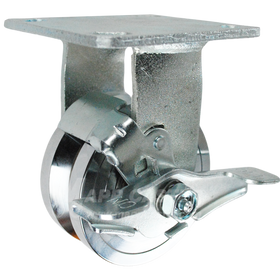 4" x 2" Forged Steel V-Groove Wheel Kingpinless Rigid Brake Caster - 2000 Lbs Capacity