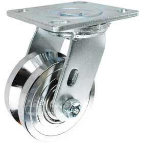 4" x 2" Forged Steel V-Groove Wheel Swivel Caster - 1,250 Lbs Capacity