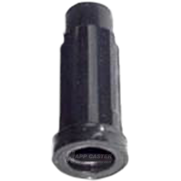 Black plastic socket for 3/4 inch OD x 5/8 inch ID round tube with a 7/16 inch grip ring stem.