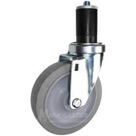 5" x 1-1/4" Thermoplastic Rubber Wheel Swivel Caster - Select Expanding Stem Size - 350 Lbs Capacity